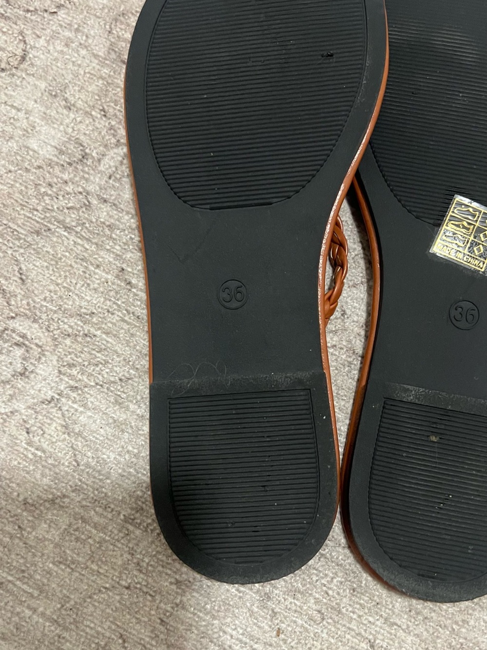 NWOT Women’s Brown Braided Strap Flip Flops Size 6 Boho Sandals Summer Beach - Picture 4 of 4